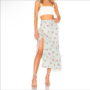 REVOLVE MAJORELLE Tallulah Asymmetrical Skirt in Green Whisper Small